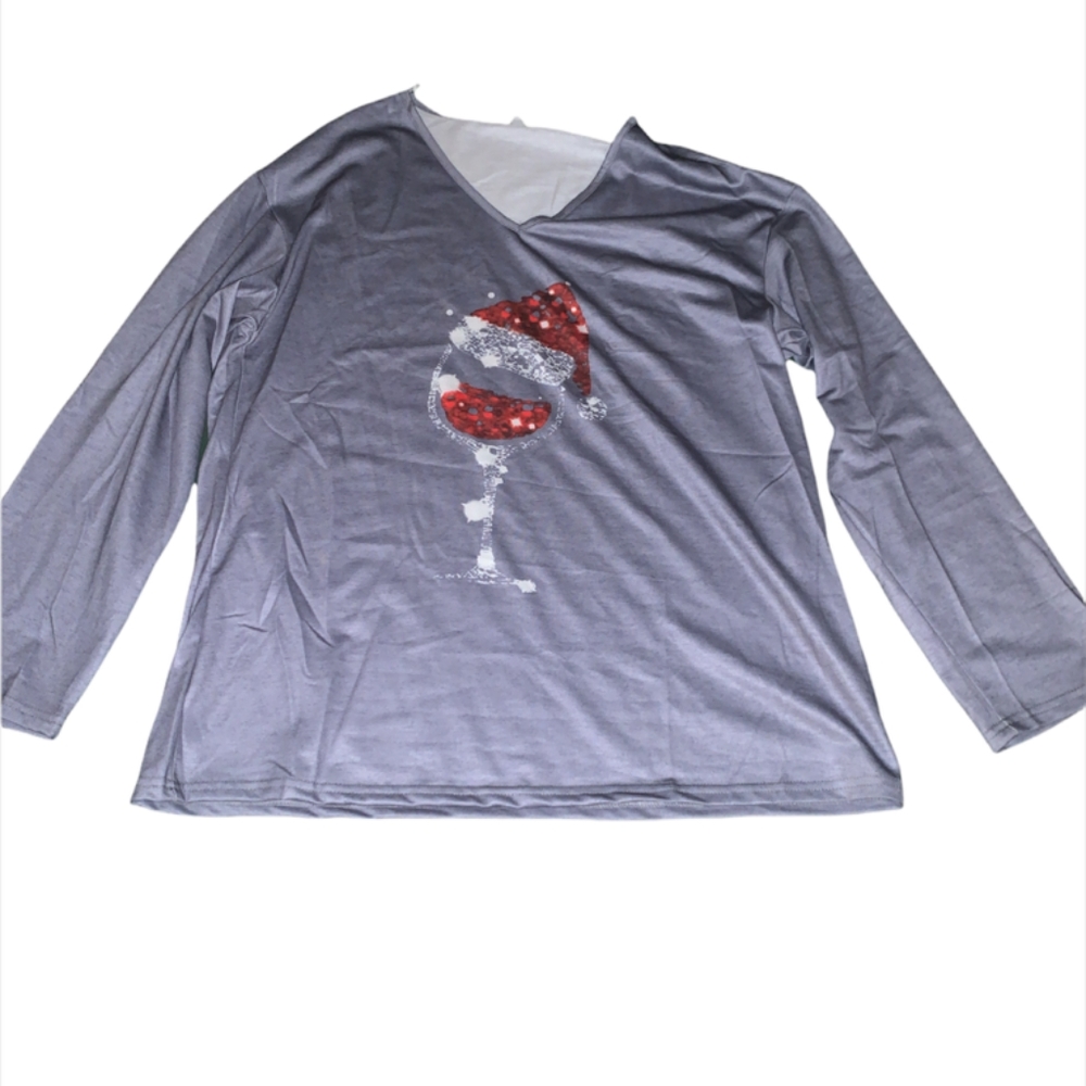 Long sleeve Christmas wine shirt. NWOT